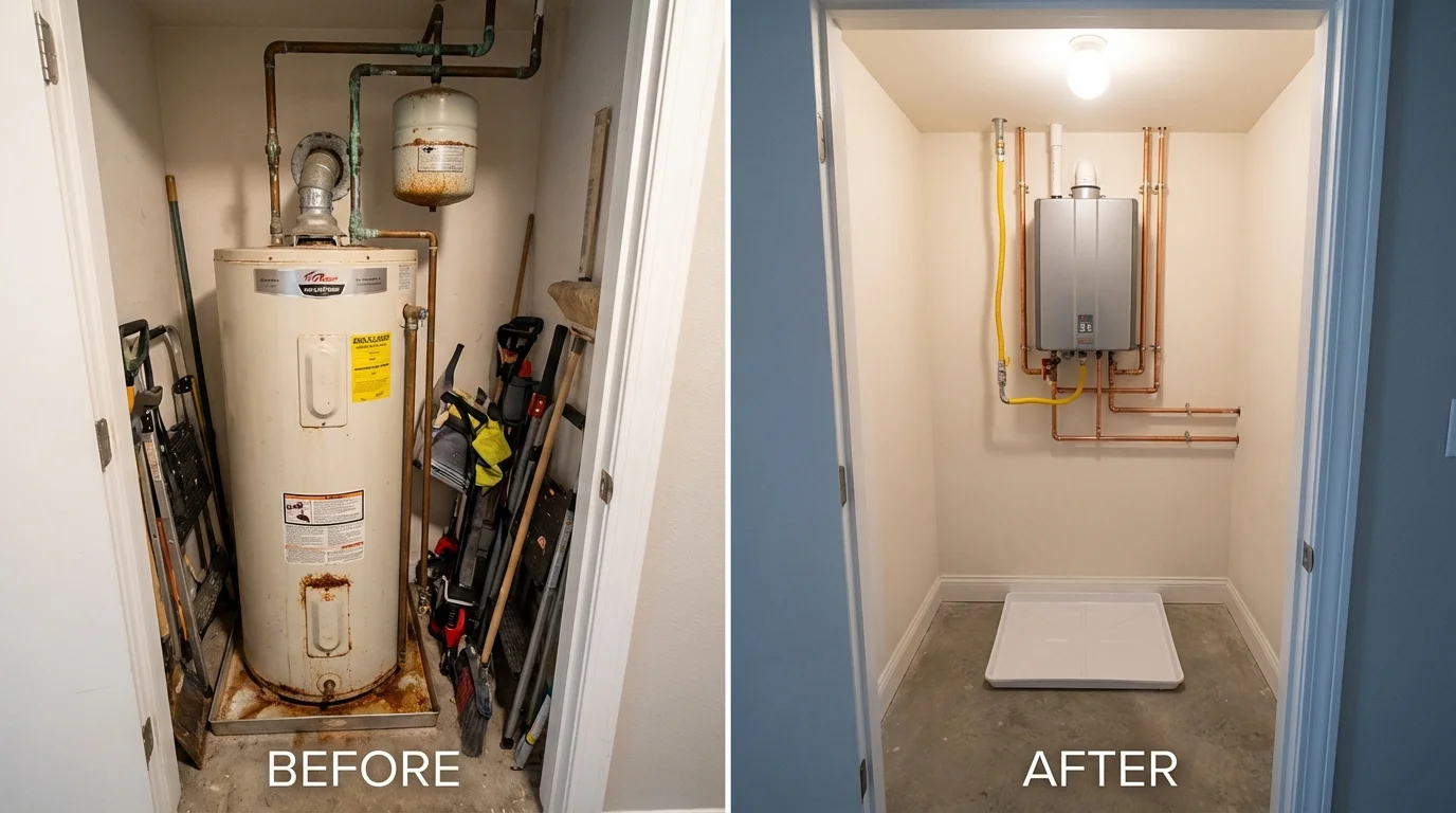 Tank water heater versus wall-mounted tankless unit comparison for Osseo, MN homeowners